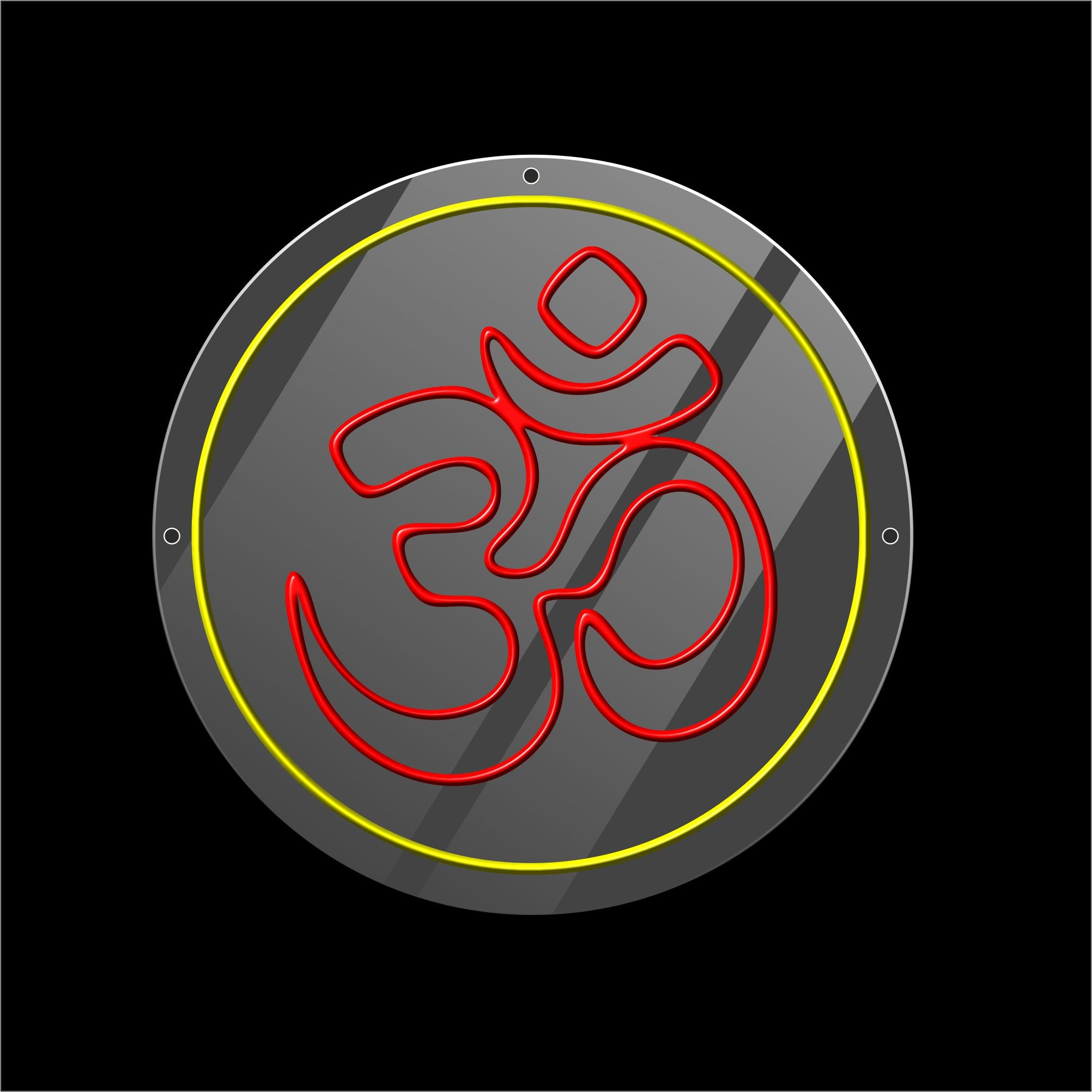 OM LED Neon Light Sign For Mandir Decoration, Pooja Room, Home, Office with Circle (Yellow/Red)