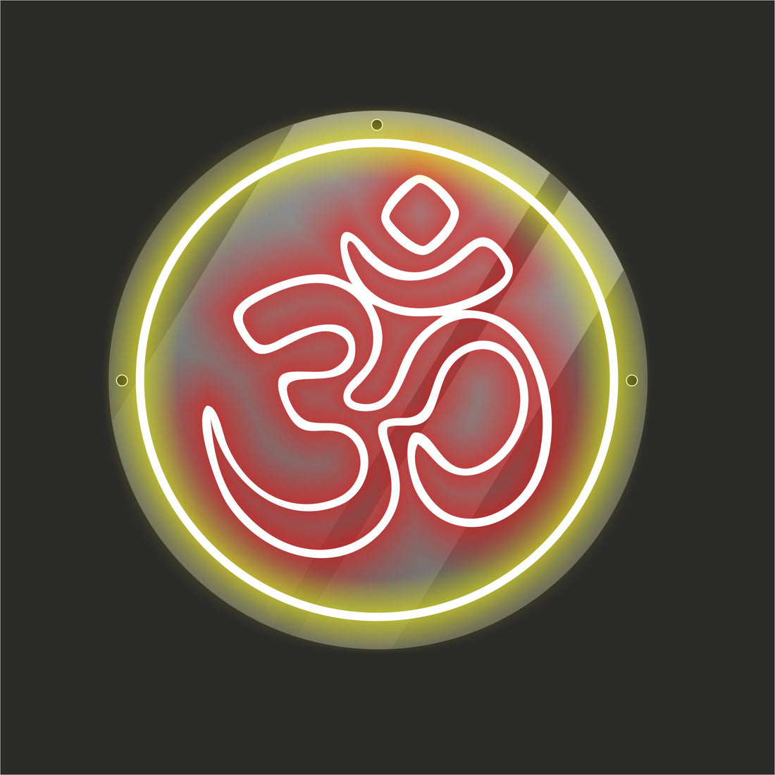 OM LED Neon Light Sign For Mandir Decoration, Pooja Room, Home, Office with Circle (Yellow/Red)