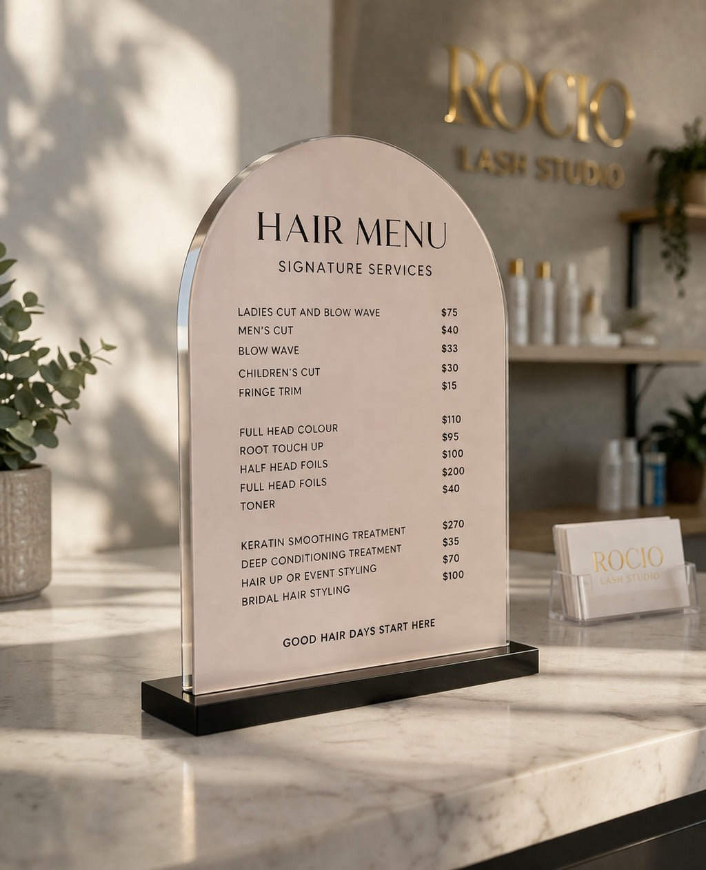 Acrylic Menu Holder with Acrylic Base, Tabletop Sign Display