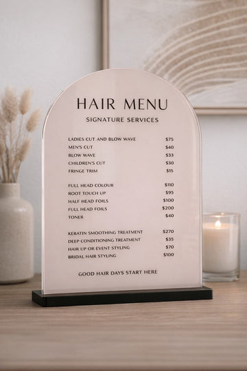 Acrylic Menu Holder with Acrylic Base, Tabletop Sign Display