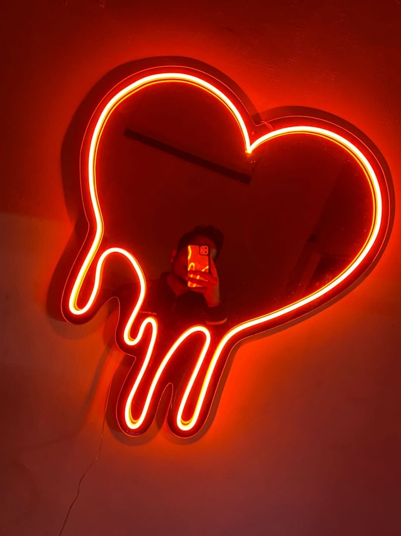 Melting Heart Led Neon Mirror Sign