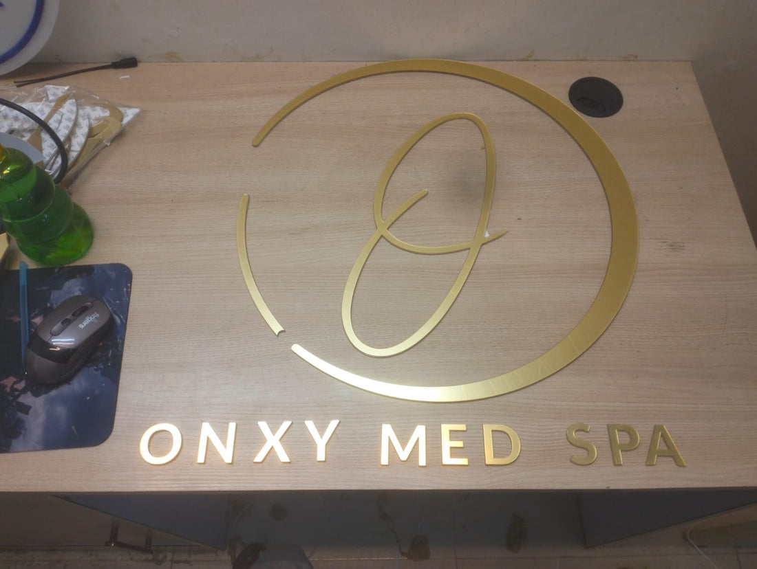 Golden Acrylic letters and 2 mirrors