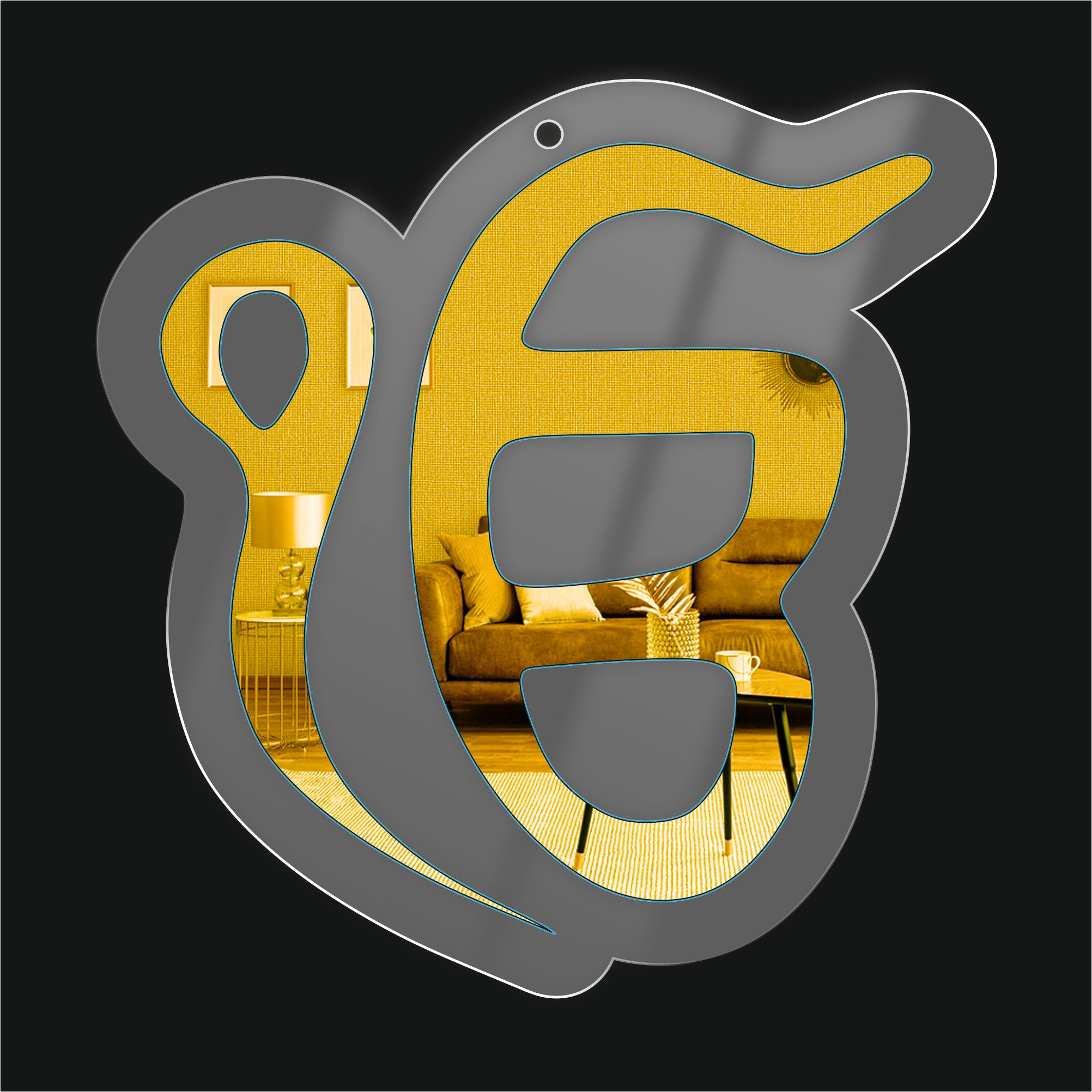 Golden Acrylic Ik Onkar Wall Sign – Sikh Religious Symbol for Home, Office & Gurdwara Decor
