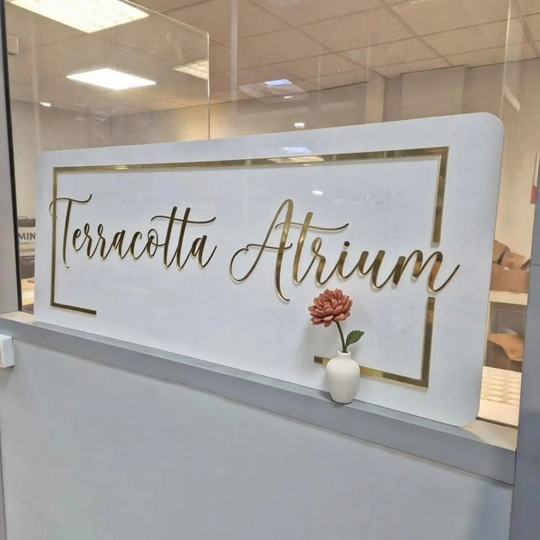 Custom Acrylic Salon Sign with 3D Gold Letters | Luxury Decor