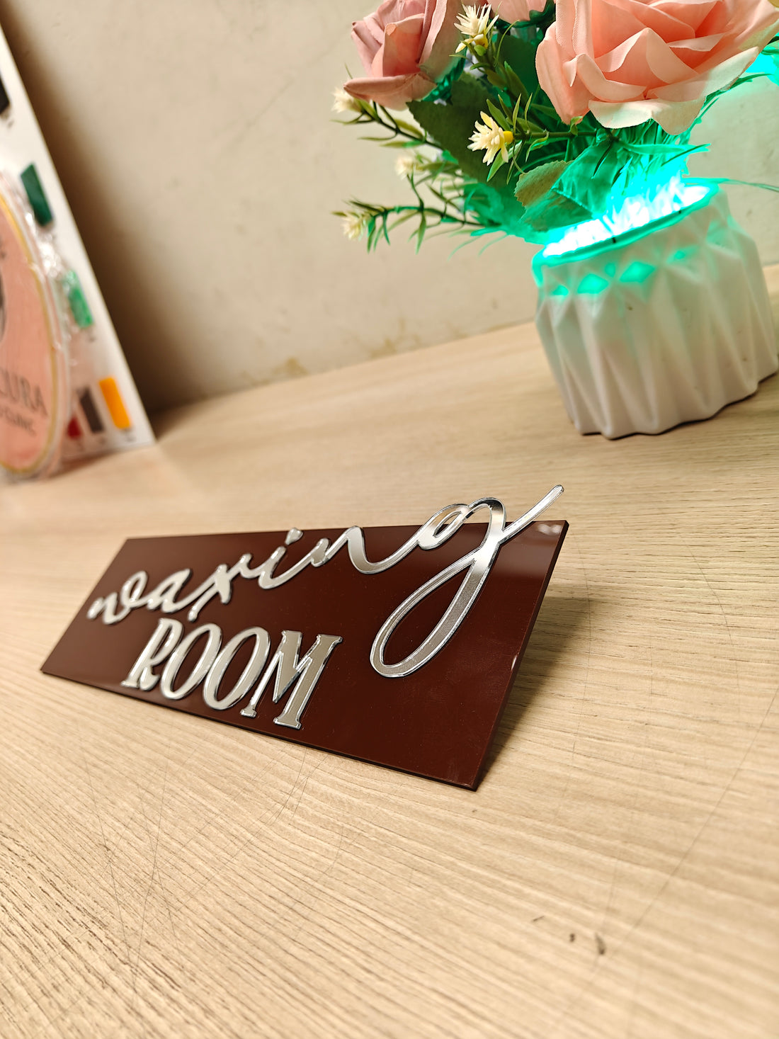 Waxing Room Acrylic Sign | 12x5 Inch Beauty Salon Door Sign | Waxing Treatment Room Wall Sign | Acrylic Room Name Plate