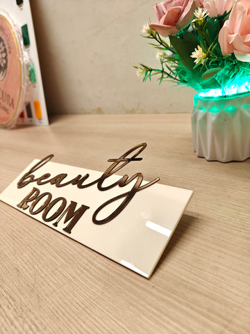 Beauty Room Acrylic Sign | 12x5 Inch Beauty Salon Door Sign | Spa & Treatment Room Wall Sign | Acrylic Room Name Plate
