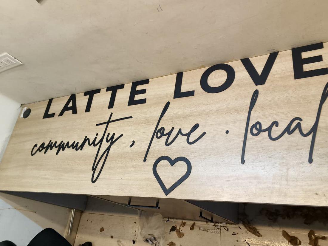 Acrylic Signage  - Latte Love (letters + Qr)