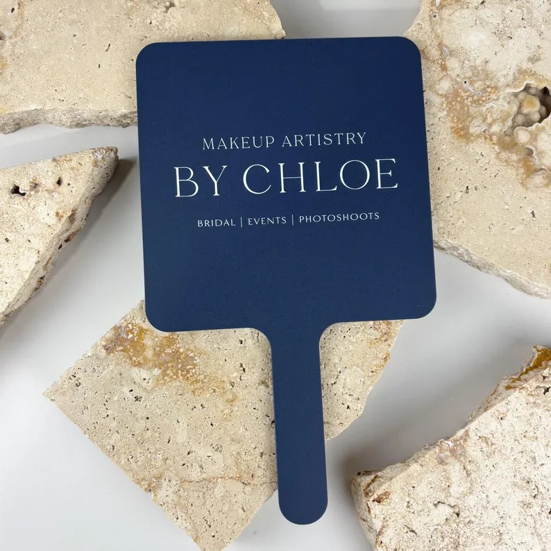 Custom Logo Handheld Mirror for Salon | Square Client Mirror 25x15cm | Personalised  Mirror