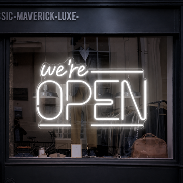 We're Open LED Neon Sign | Custom Acrylic Open Shop Sign | LED Neon Light for Salon, Cafe, Restaurant, Bar, Boutique & Business