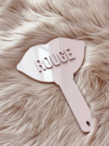 Lip Shaped Hand Mirror - Dusty Pink Makeup Artist Accessory - Custom Logo Beauty Salon Gift - Aesthetic Lip Mirror